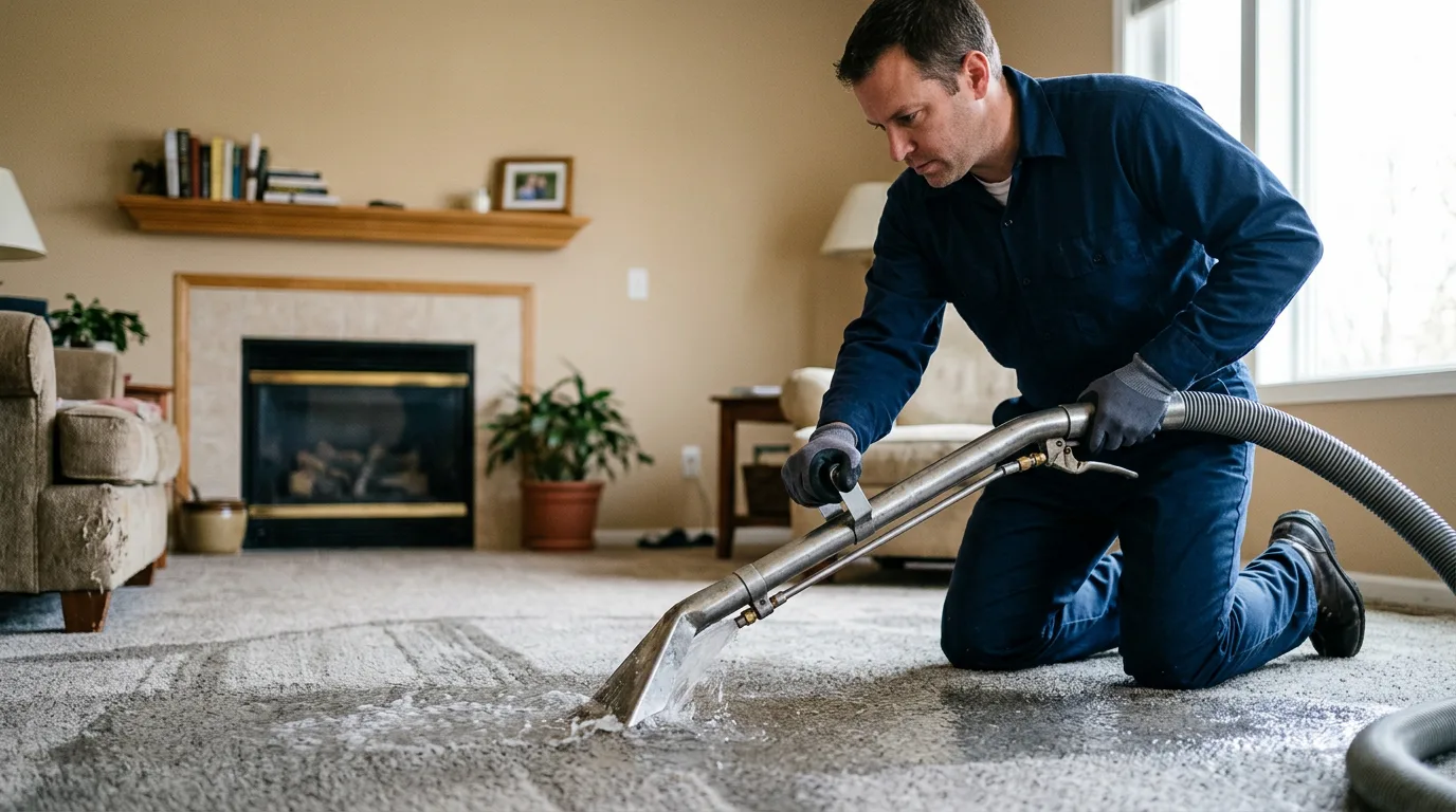 Water damage restoration technician working near La Grange, MO